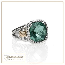 Anello Nodi intreccio pietra quadrata piccola